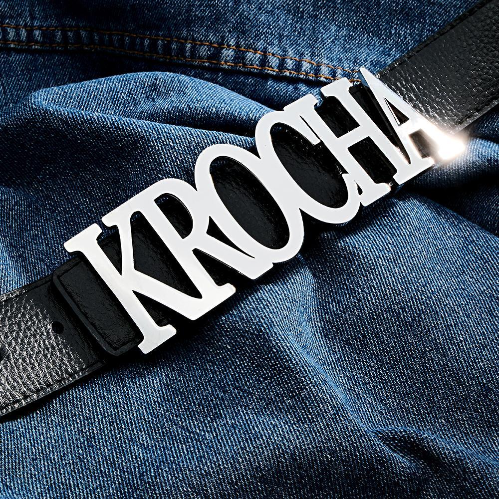 Custom Name Belt Buckle with Free Belt Personalized Letter Belt Gift For Him - MyFaceBoxer