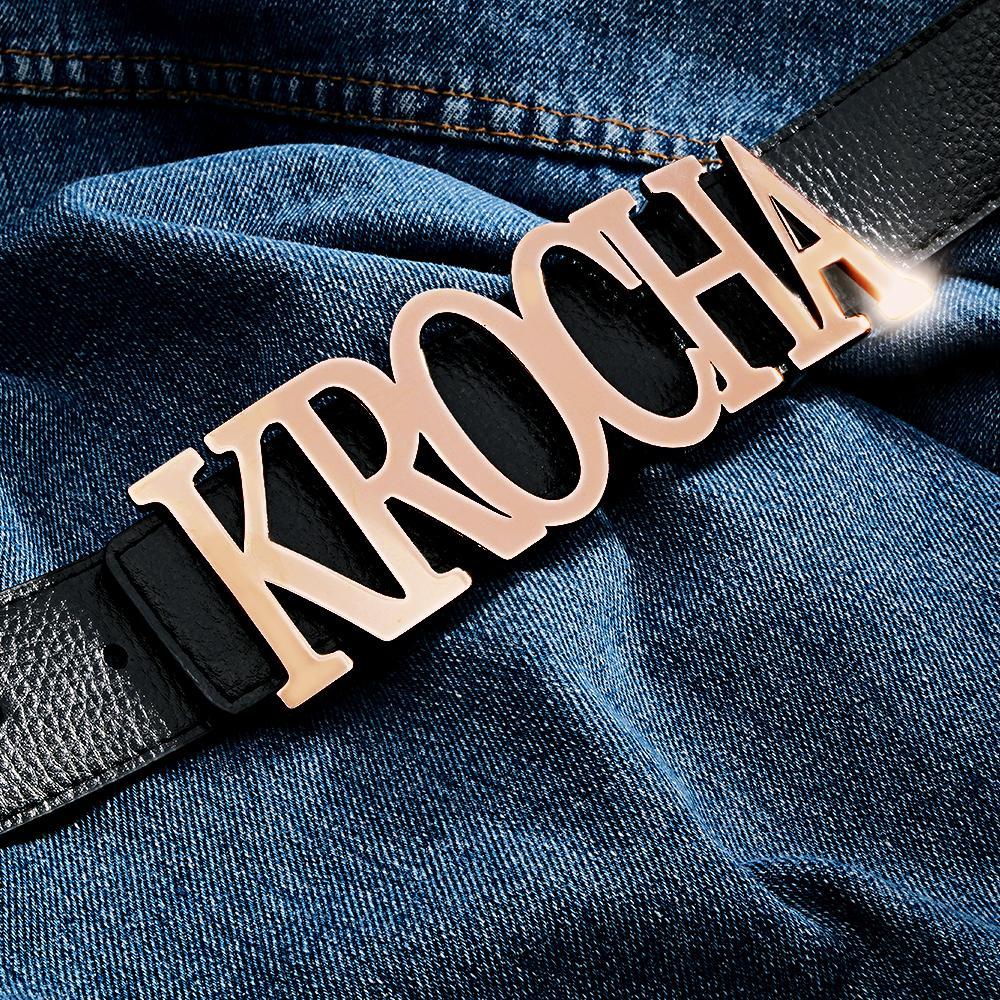 Custom Name Belt Buckle with Free Belt Personalized Letter Belt Gift For Him - MyFaceBoxer