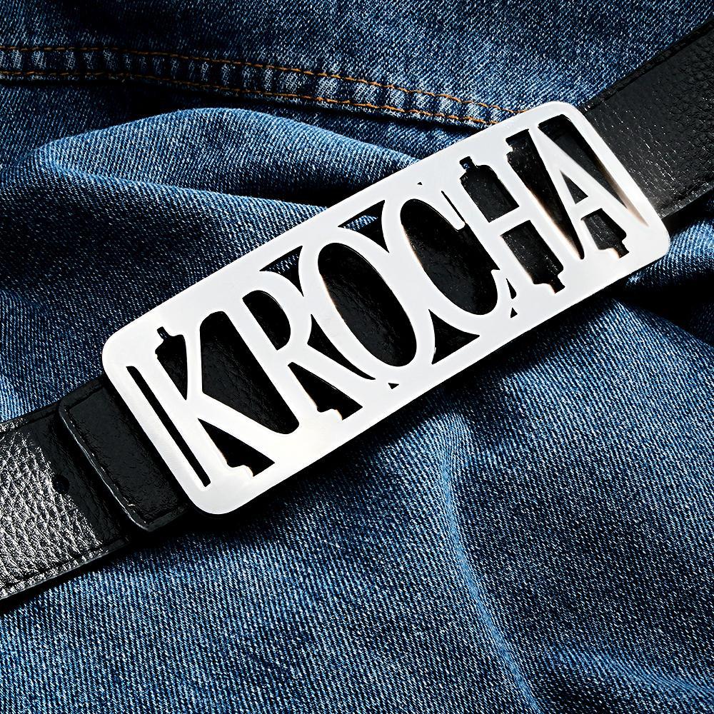 Custom Square Frame Name Belt Buckle with Free Belt Gift For Him - MyFaceBoxer