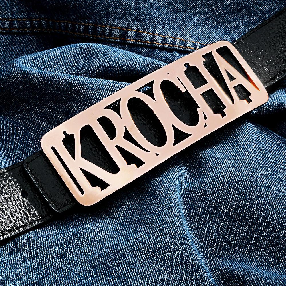 Custom Square Frame Name Belt Buckle with Free Belt Gift For Him - MyFaceBoxer