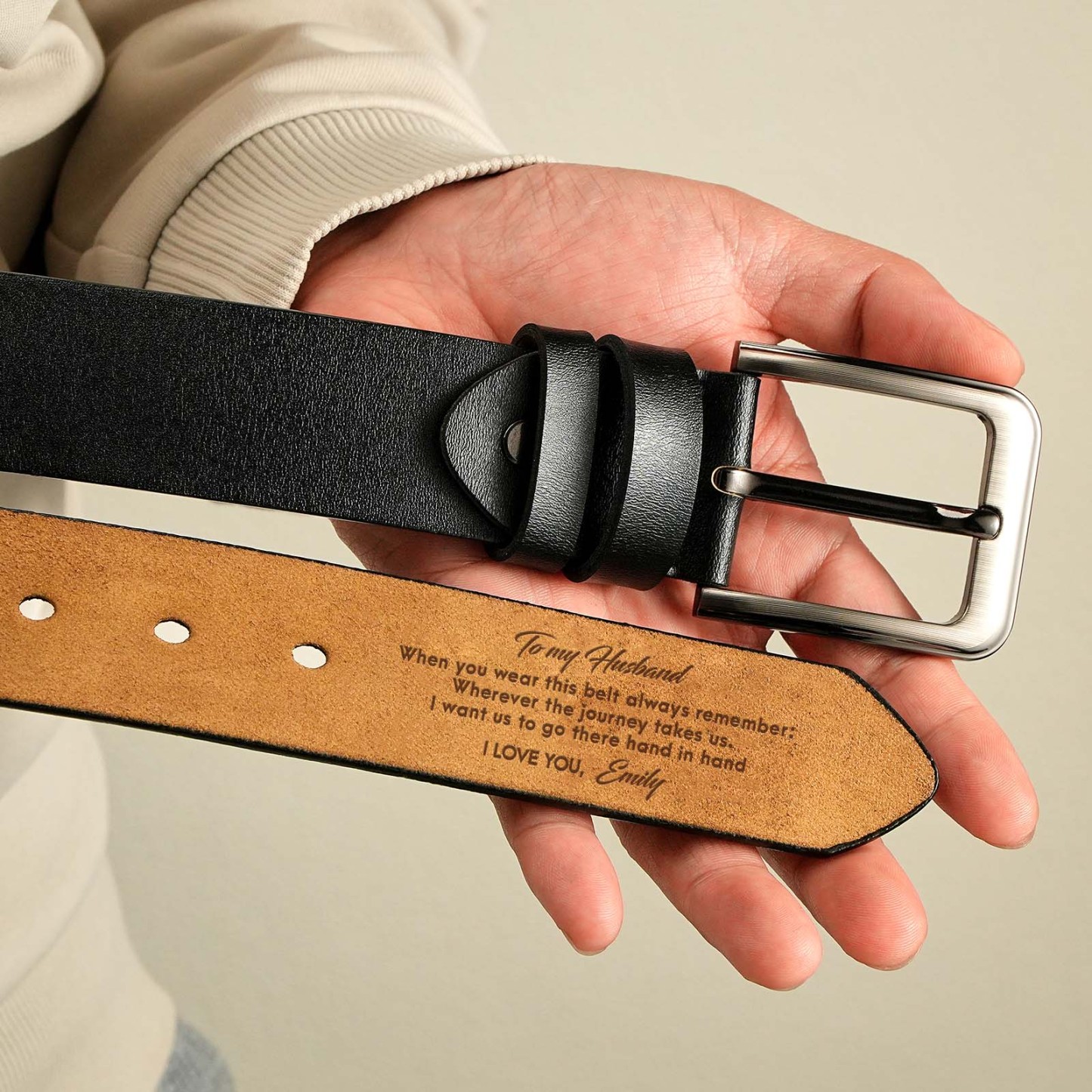 Personalized Name Belt Gifts for Him Custom Engraved Leather Belts To My Husband - MyFaceBoxer