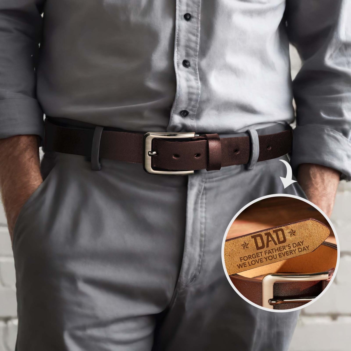 Custom Engraved Leather Belt Personalized Name Belts Gifts for Father - MyFaceBoxer