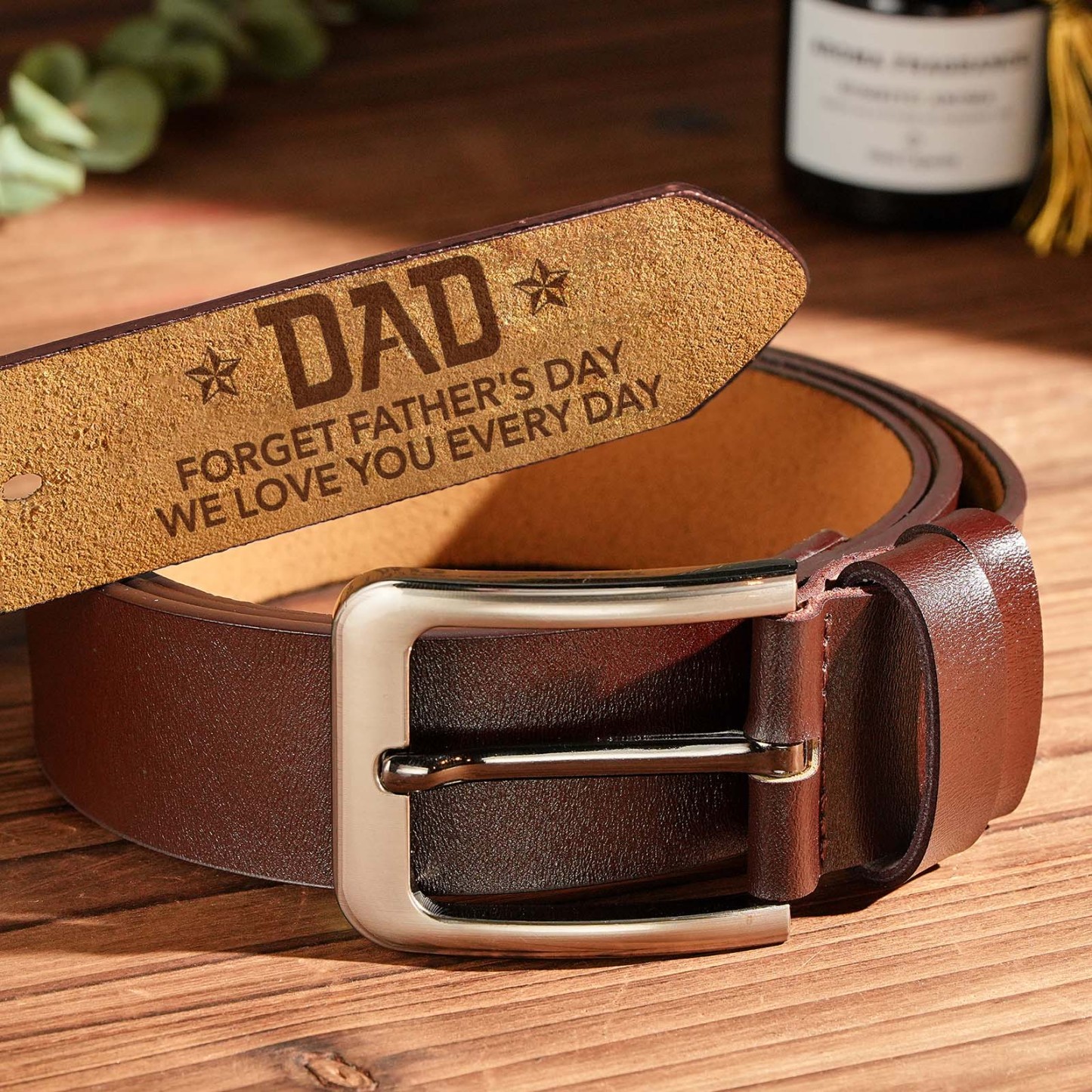 Custom Engraved Leather Belt Personalized Name Belts Gifts for Father - MyFaceBoxer