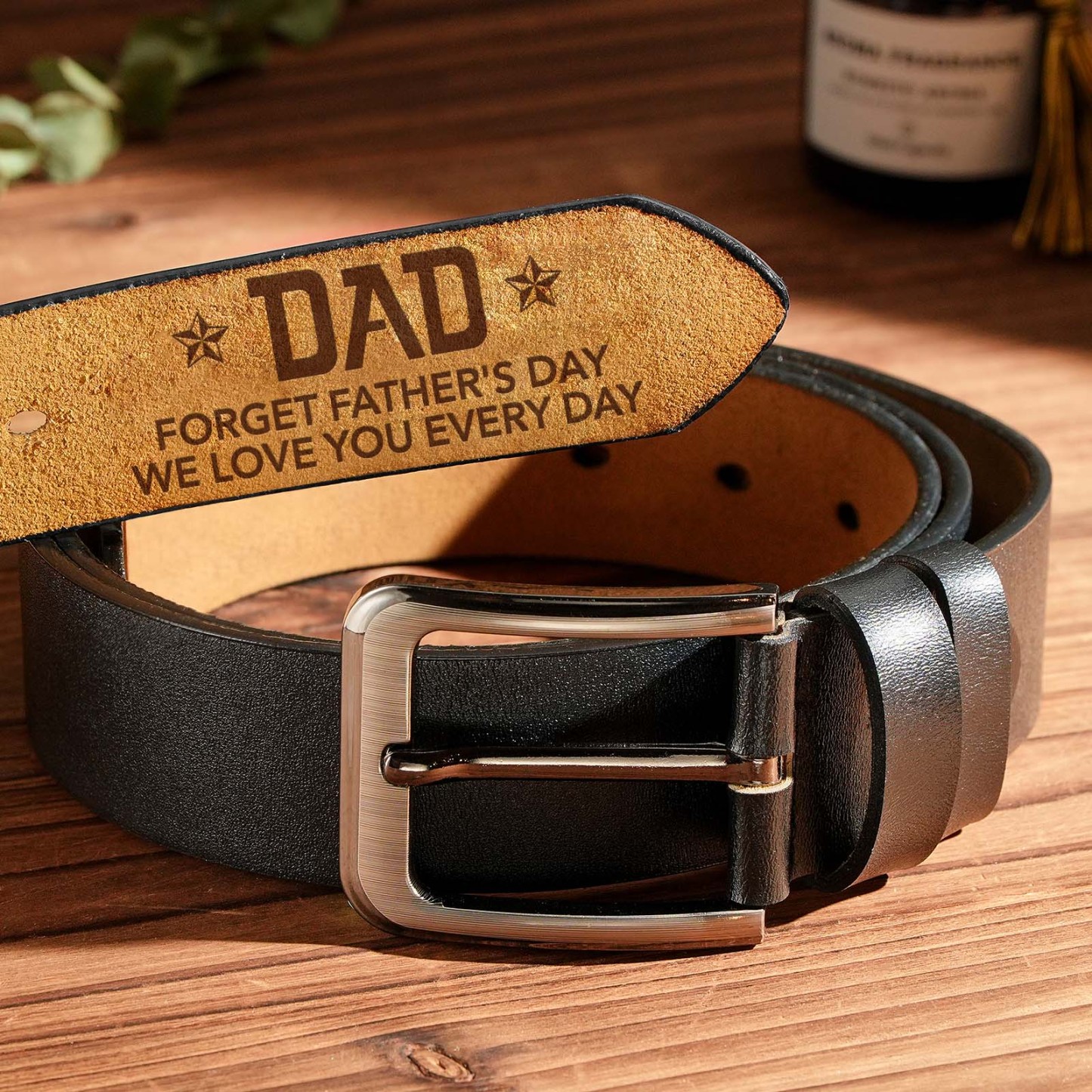 Custom Engraved Leather Belt Personalized Name Belts Gifts for Father - MyFaceBoxer