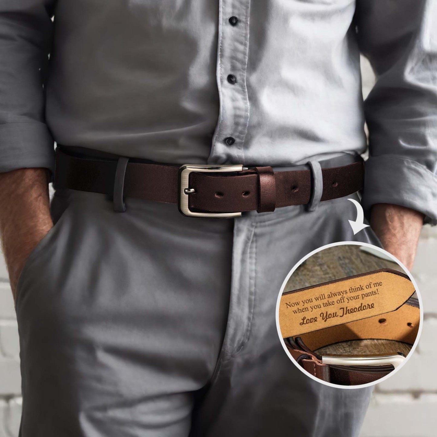Personalized Belt Gifts for Him Custom Text Engraved Leather Belts - MyFaceBoxer