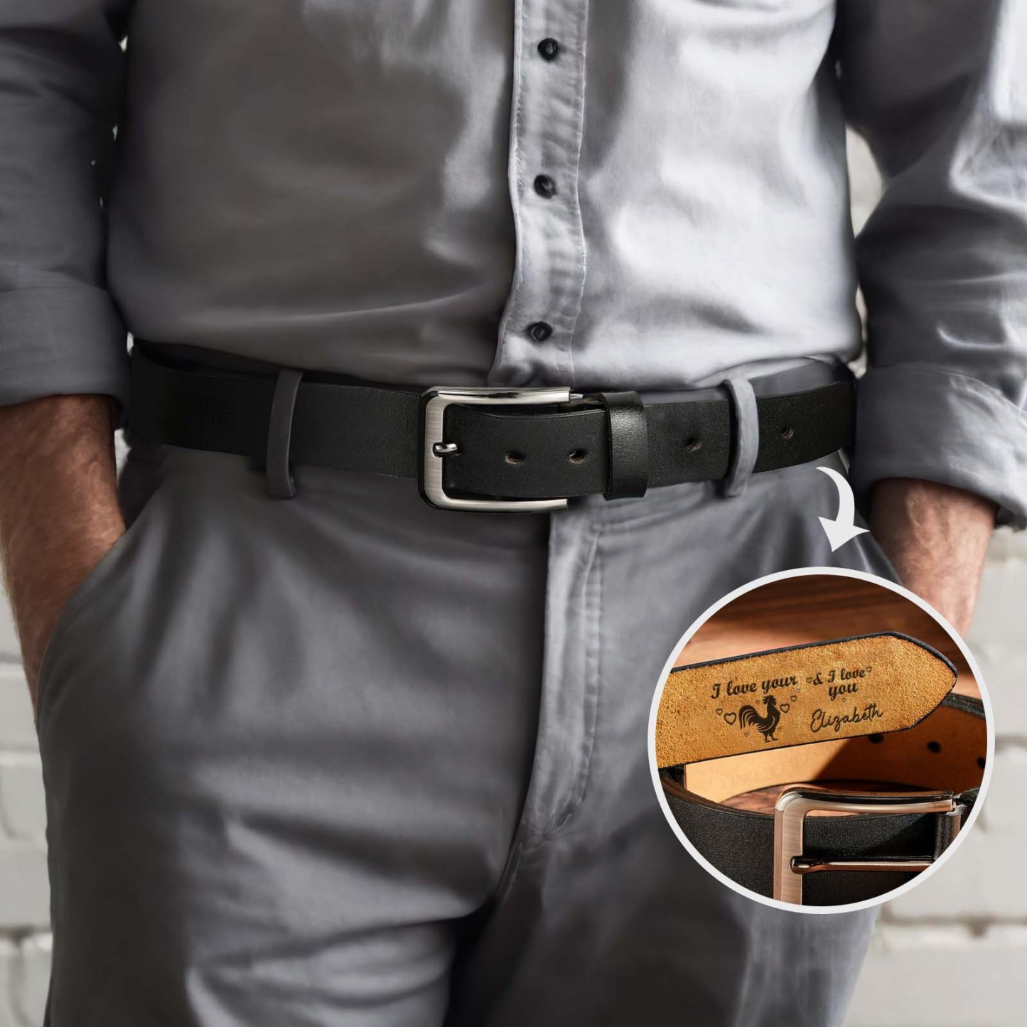 Personalized Name Leather Men's Belt, Engraved Belt, I Love Your ** Custom Gifts for Birthday, Anniversary, Best Man - MyFaceBoxer