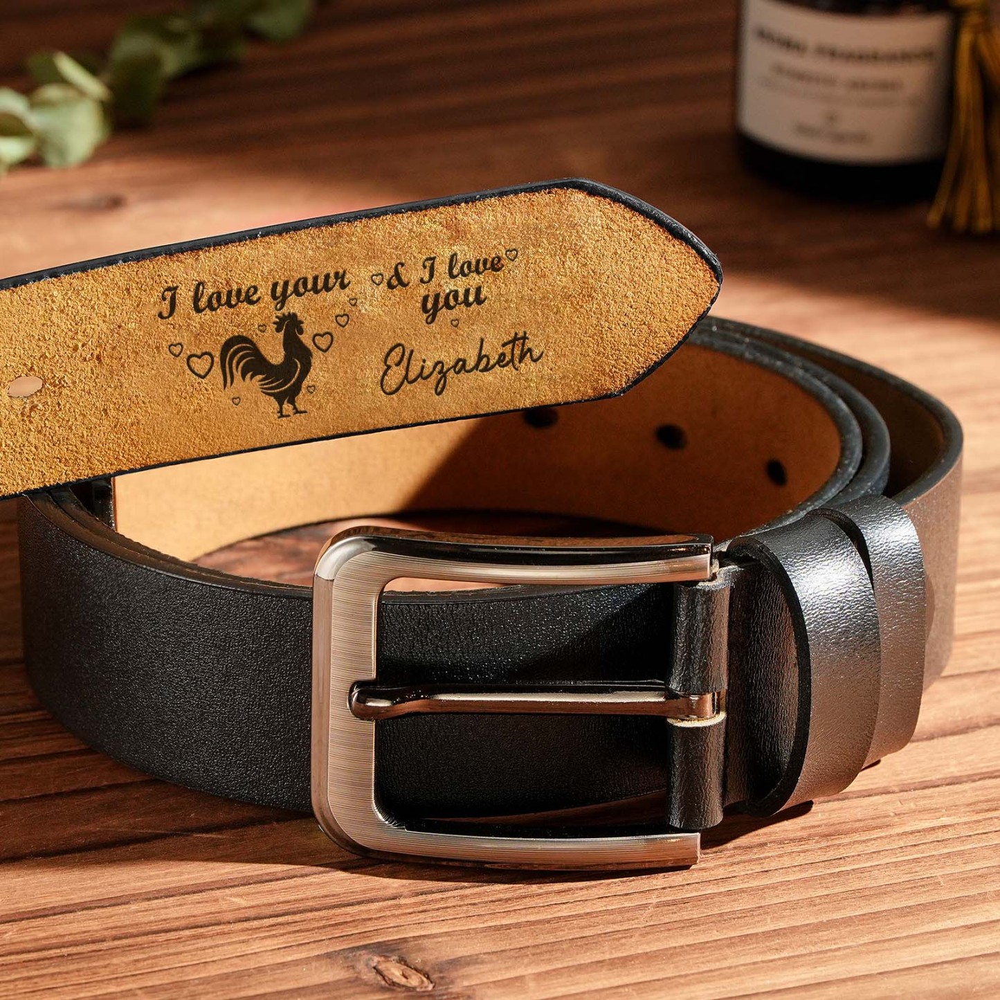 Personalized Name Leather Men's Belt, Engraved Belt, I Love Your ** Custom Gifts for Birthday, Anniversary, Best Man - MyFaceBoxer