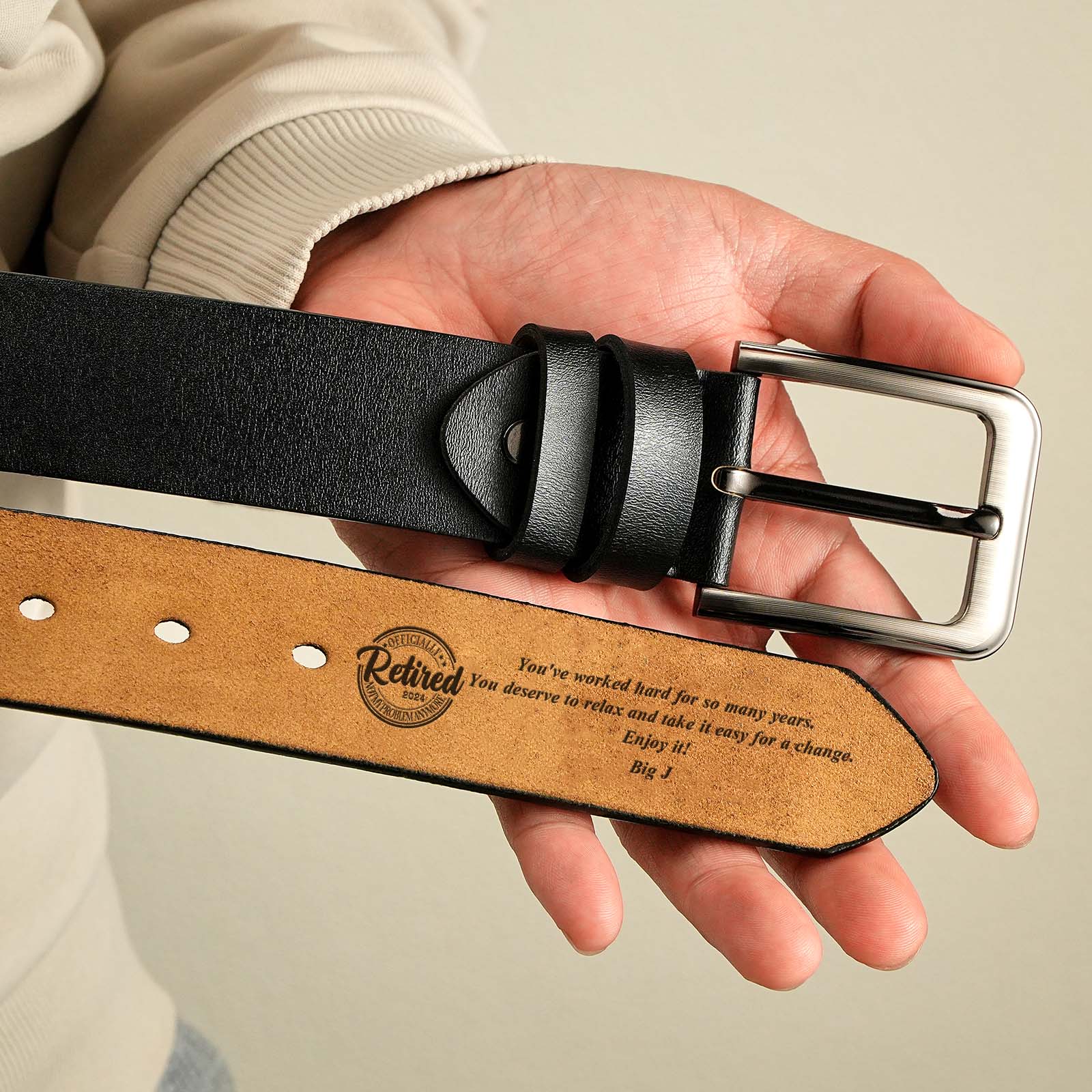 Personalized Name Leather Men's Belt, Engraved Brown Belt, - MyFaceBoxer