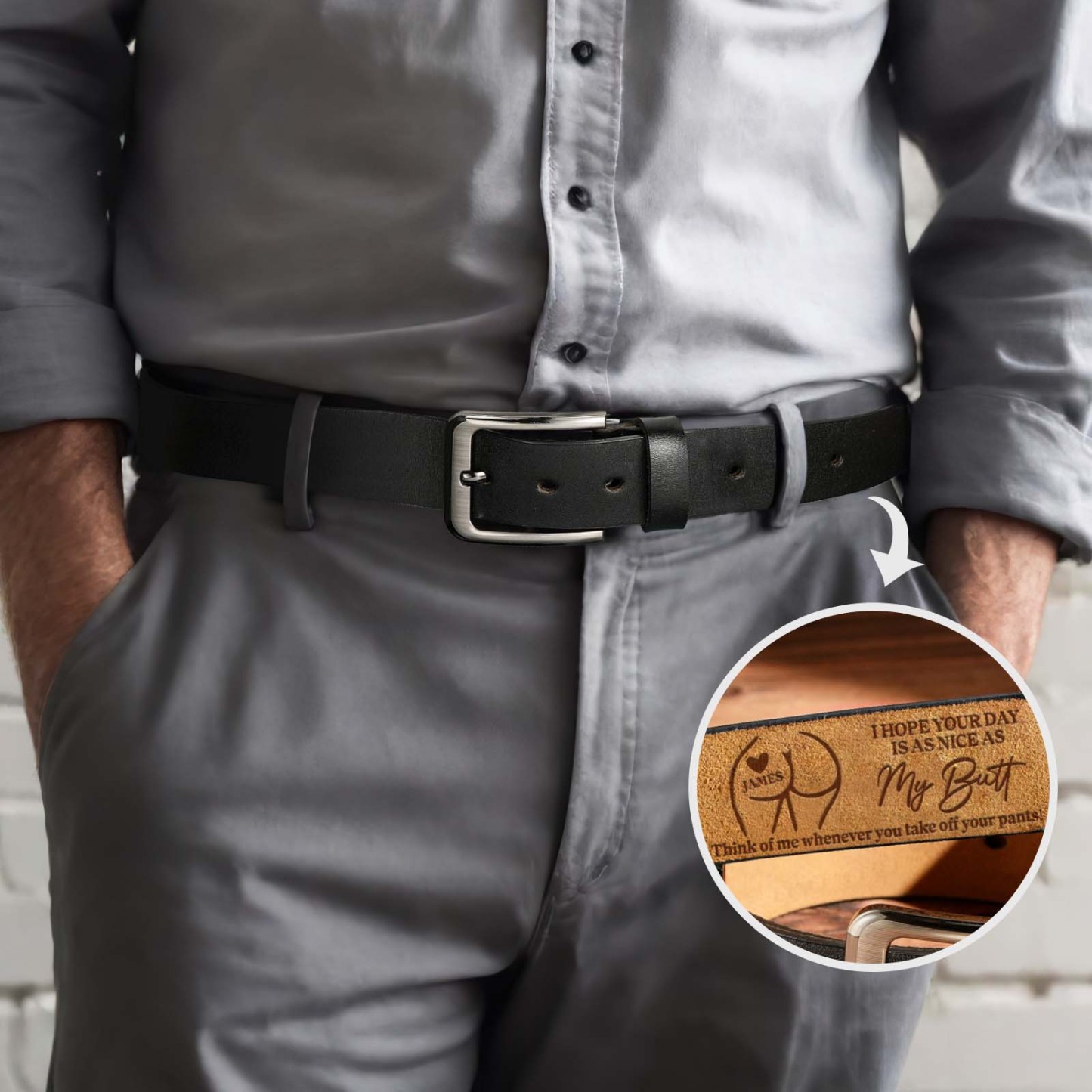 I Hope Your Day Is Nice - Personalized Engraved Leather Belt - MyFaceBoxer
