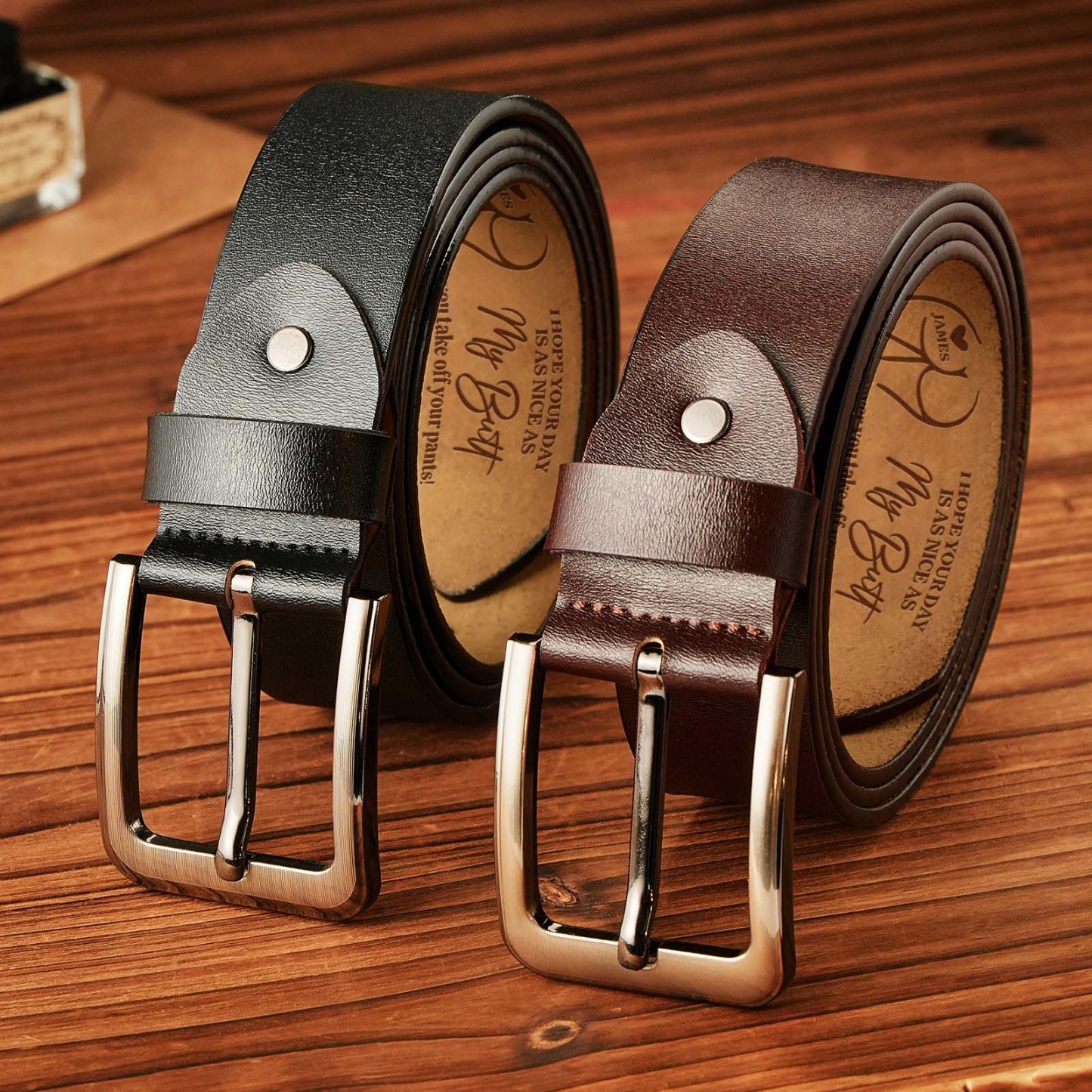 I Hope Your Day Is Nice - Personalized Engraved Leather Belt - MyFaceBoxer
