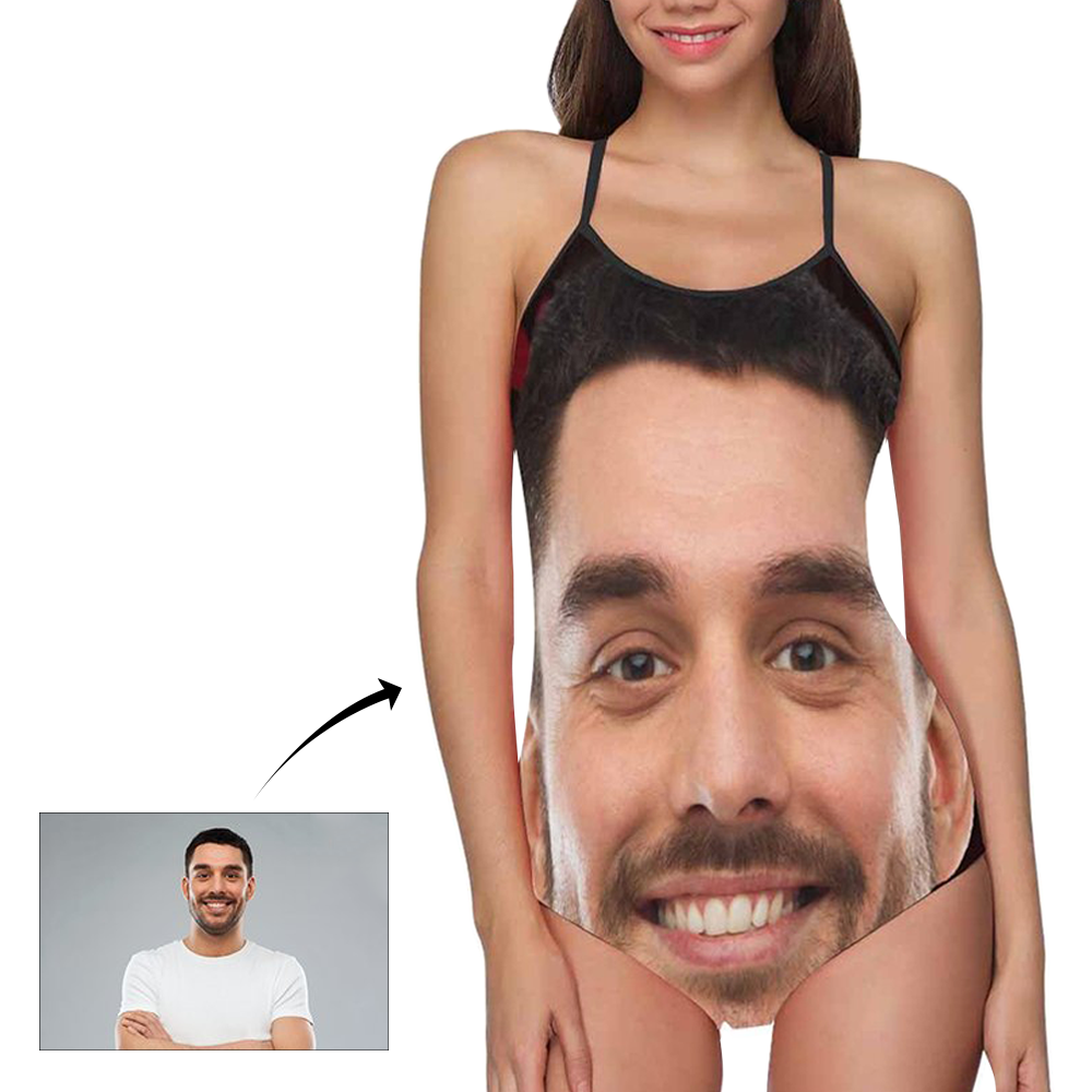 Custom Face Swimwear Women's Photo Slip One Piece Swimsuit - Boyfriend Face - MyFaceBoxer