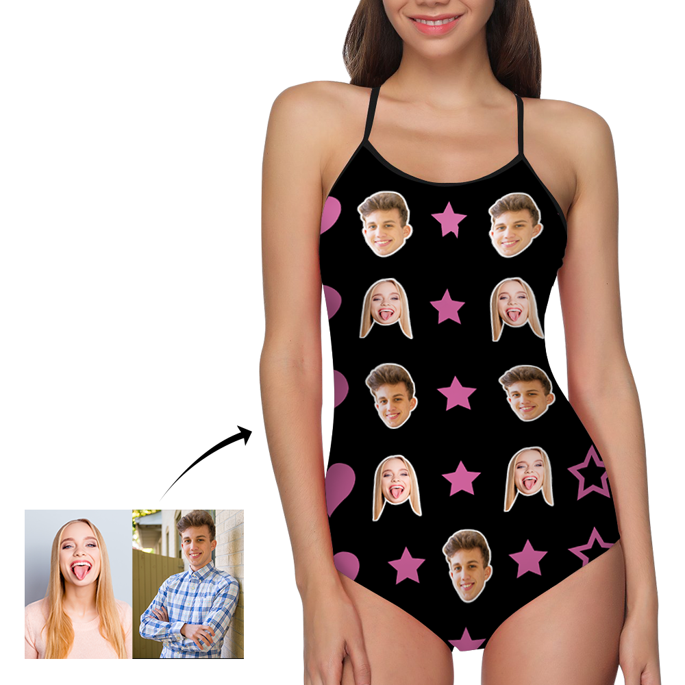 Custom Face Swimwear Women's Photo Slip One Piece Swimsuit - Star - MyFaceBoxer