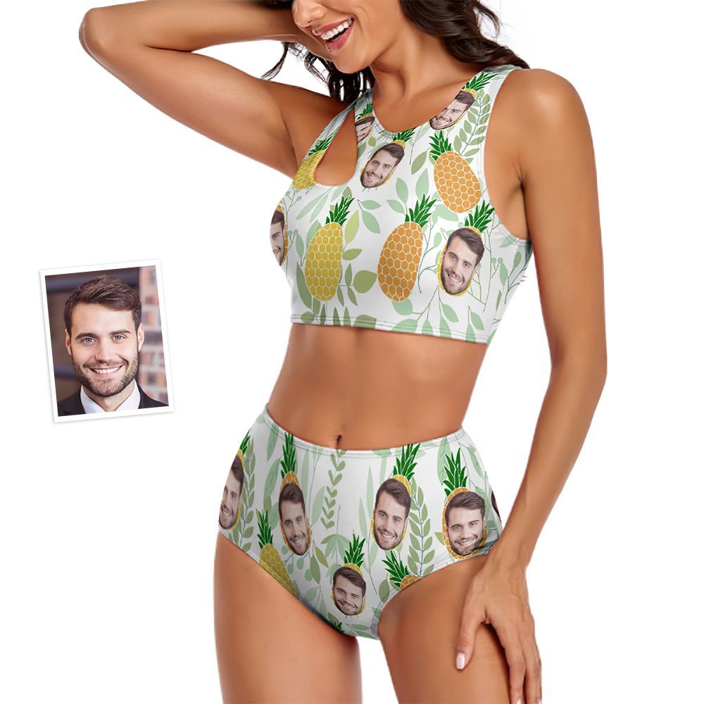 Custom Face Women's Funny Pineapple Two-piece Swimsuit Personalized Gifts for Her - MyFaceBoxer