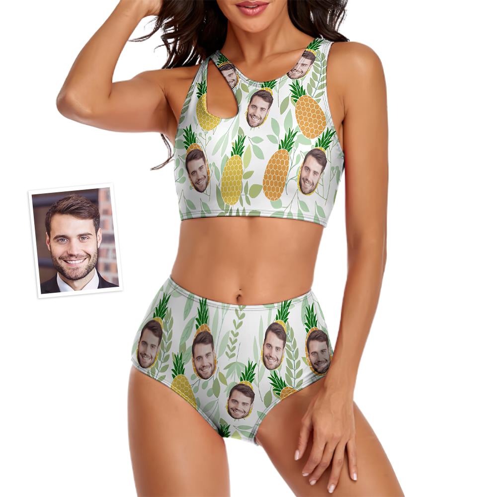 Custom Face Women's Funny Pineapple Two-piece Swimsuit Personalized Gifts for Her - MyFaceBoxer