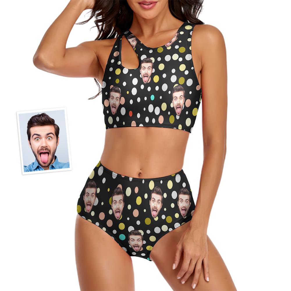 Custom Face Women's Polka Dots Two-piece Swimsuit Sexy Holiday Gifts - MyFaceBoxer