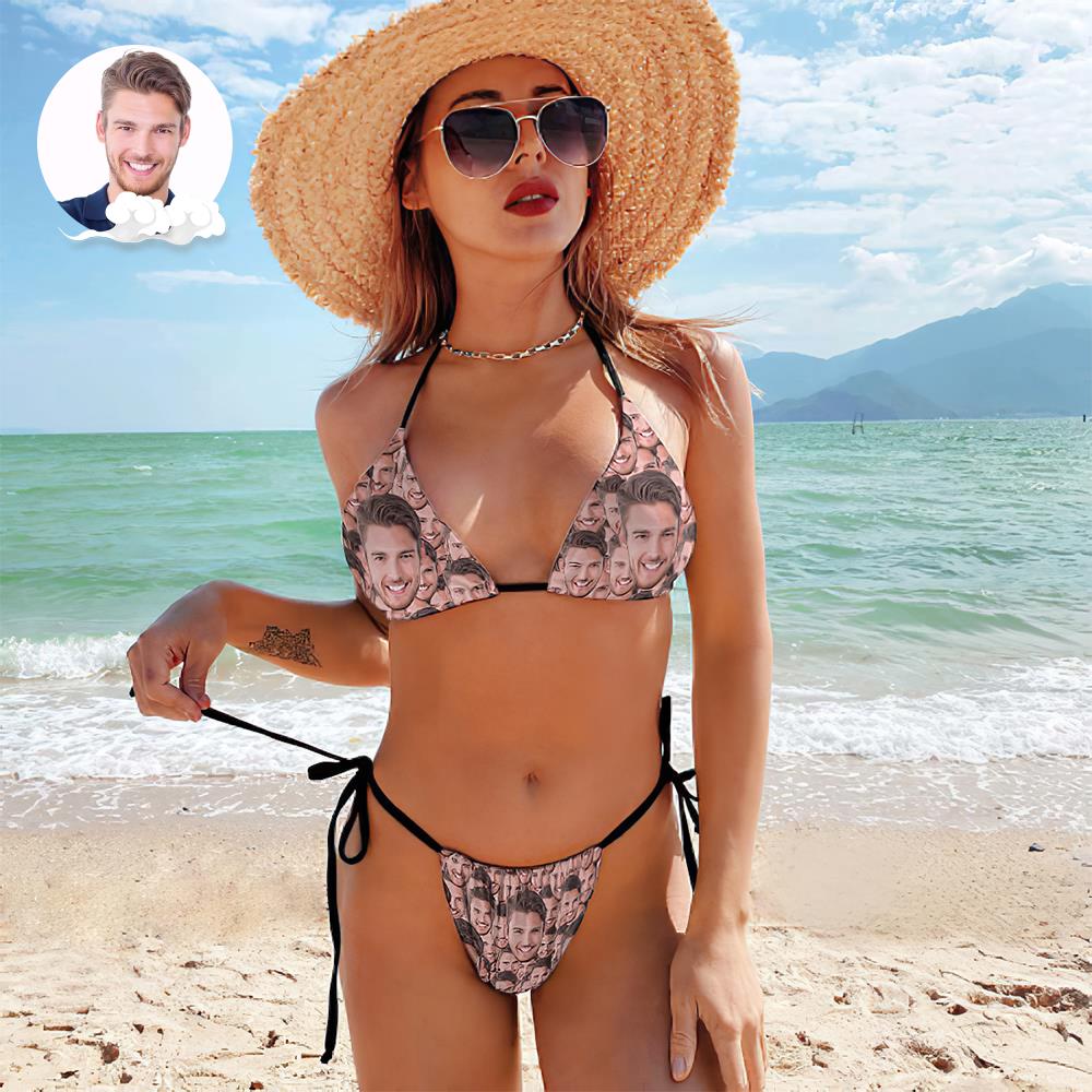 Custom Face Swimming Suit Sexy Strappy Bikini Face Mash - MyFaceBoxer