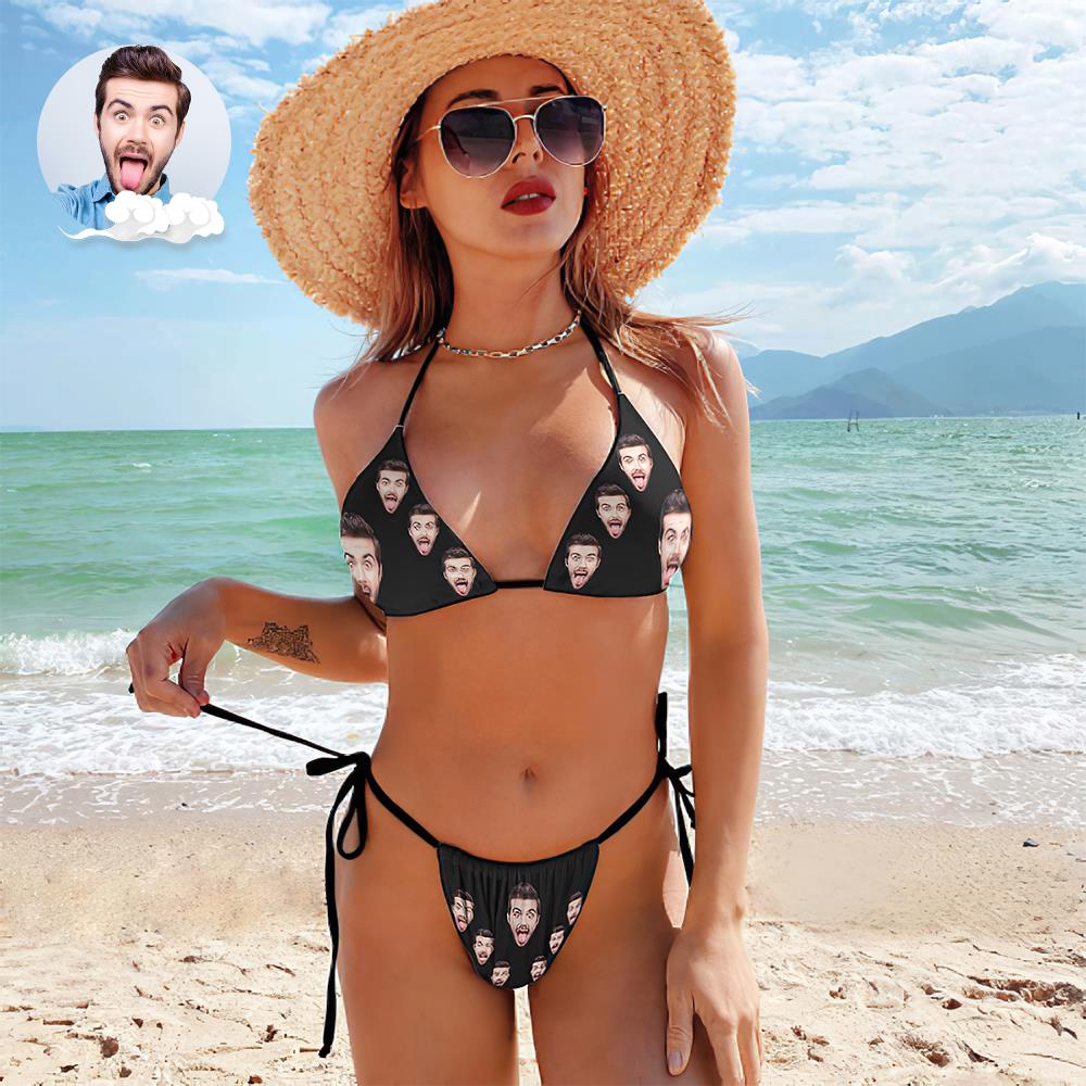 Custom Face Swimming Suit Sexy Strappy Bikini Boyfriend's Face - MyFaceBoxer