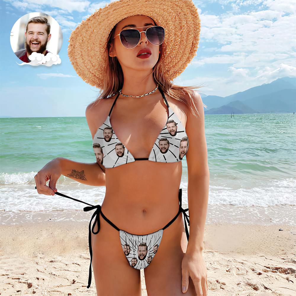 Custom Face Swimming Suit Sexy Strappy Bikini Line - MyFaceBoxer