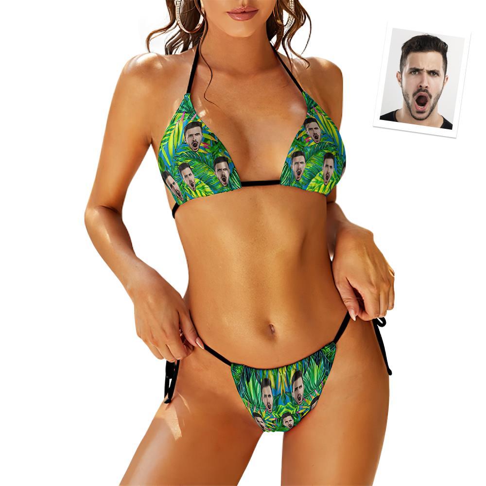 Custom Face Swimming Suit Sexy Strappy Bikini Tie Dye - MyFaceBoxer