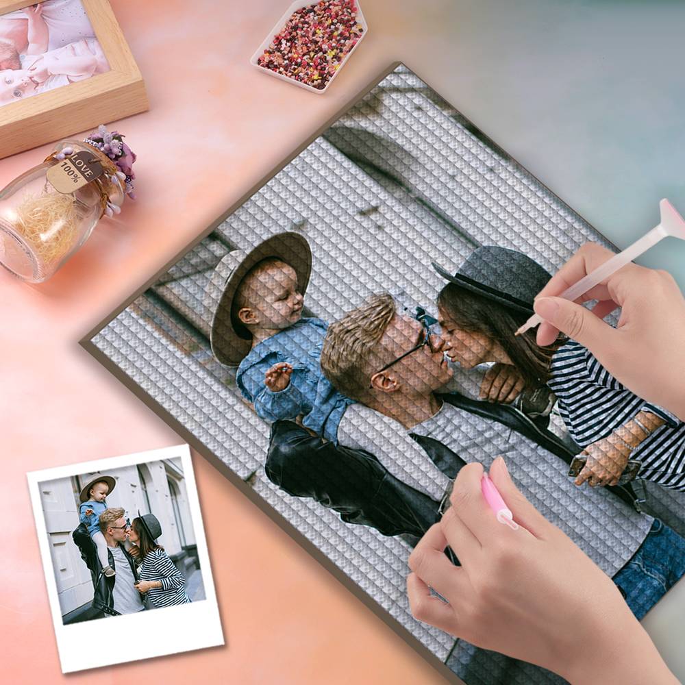 5D Custom Diamond Painting DIY Diamond Painting Kit Full Square Round Rhinestone Unique Gifts 30*40cm - Family - MyFaceBoxer