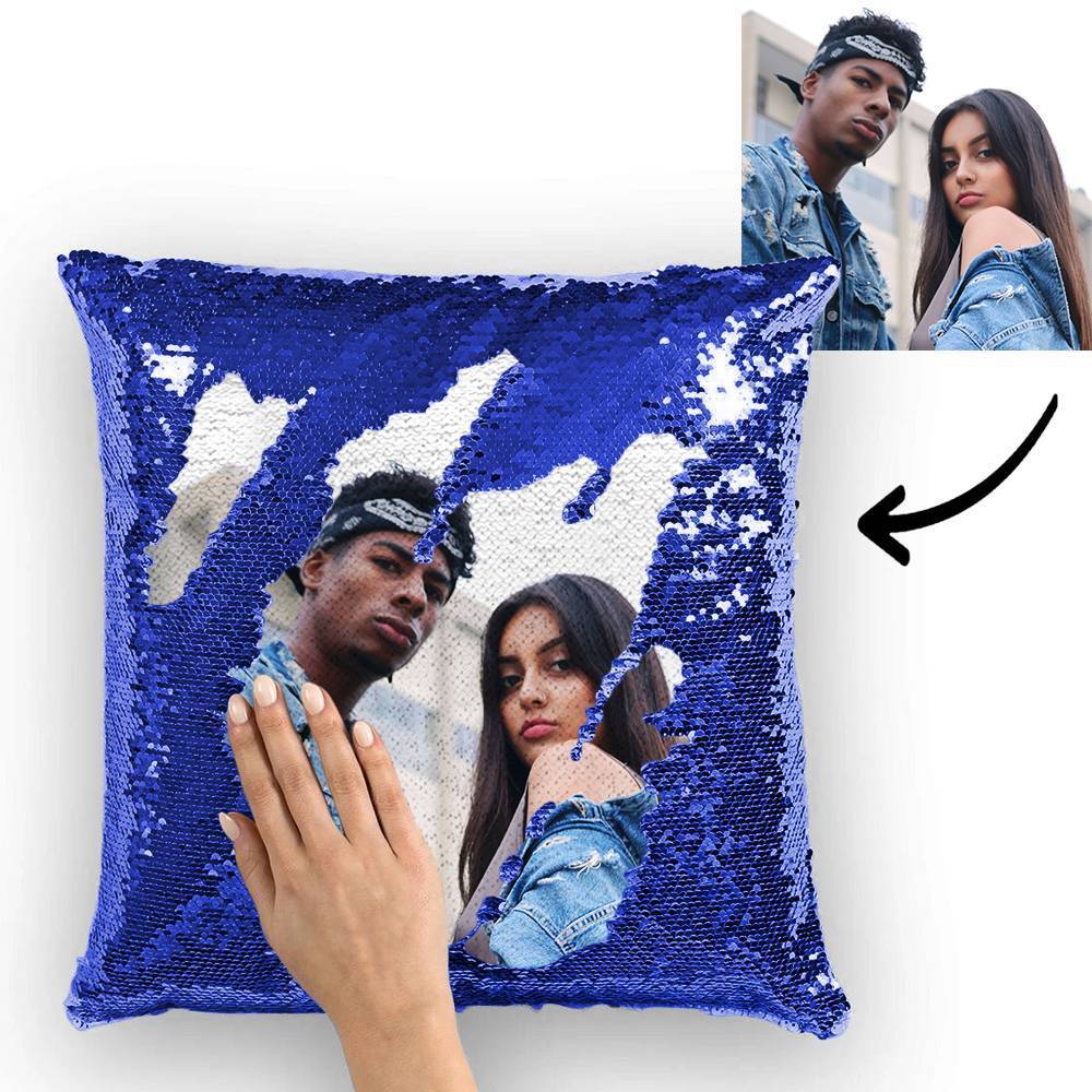 Custom Love Photo Magic Sequins Pillow Multicolor Shiny 15.75''*15.75''	 - MyFaceBoxer