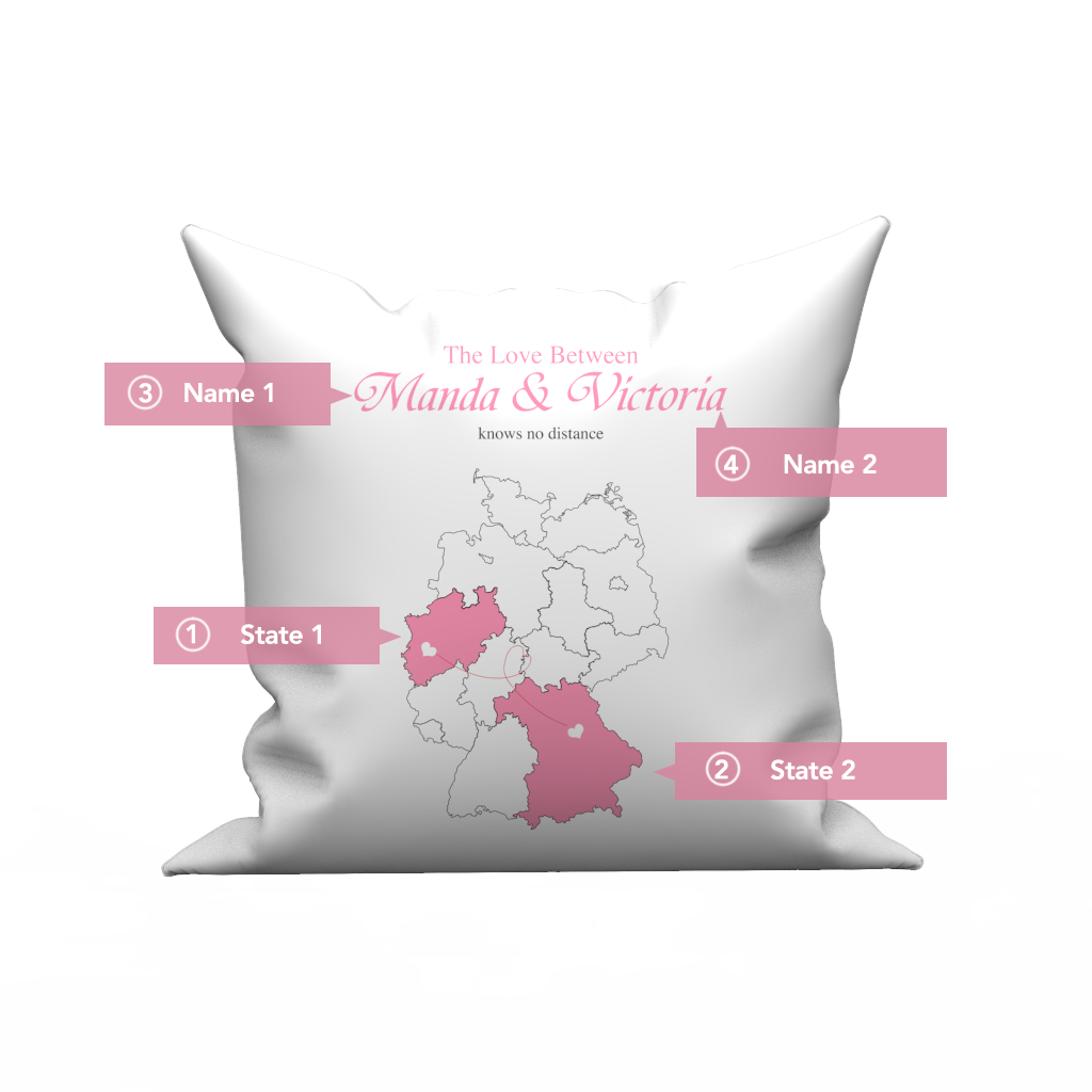 Custom The Love pillow case with The Germany's Map- Love Knows No Distance - MyFaceBoxer