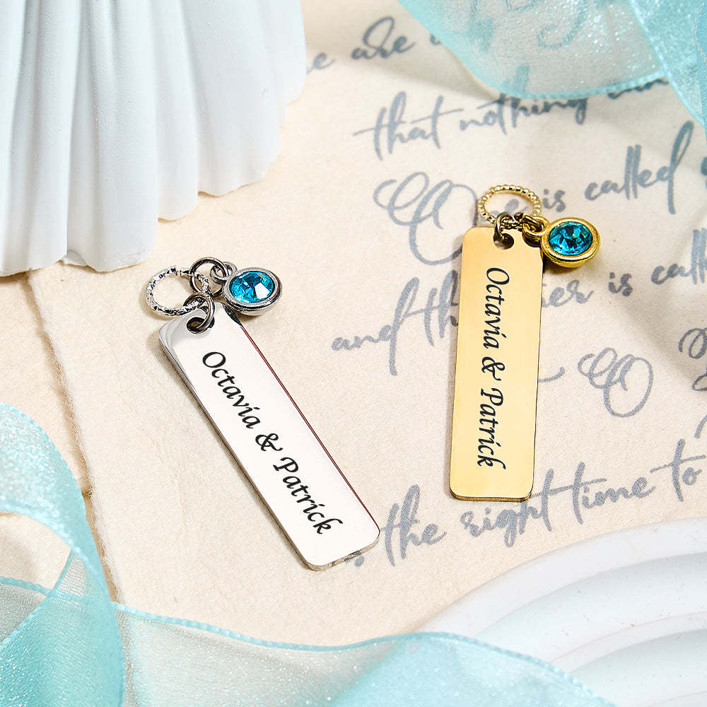 Personalized Bridal Bouquet Charm with Engraved Text and Card Something Blue Wedding Gift for Bride - MyFaceBoxer