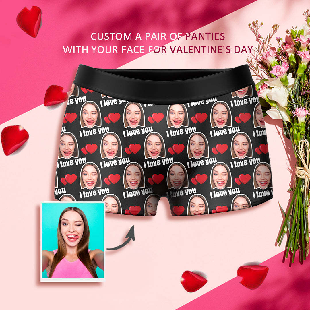 Valentine's Day gift for boyfriend Couple Men's Custom Love Boxer Shorts 3D Online Preview - MyFaceBoxer