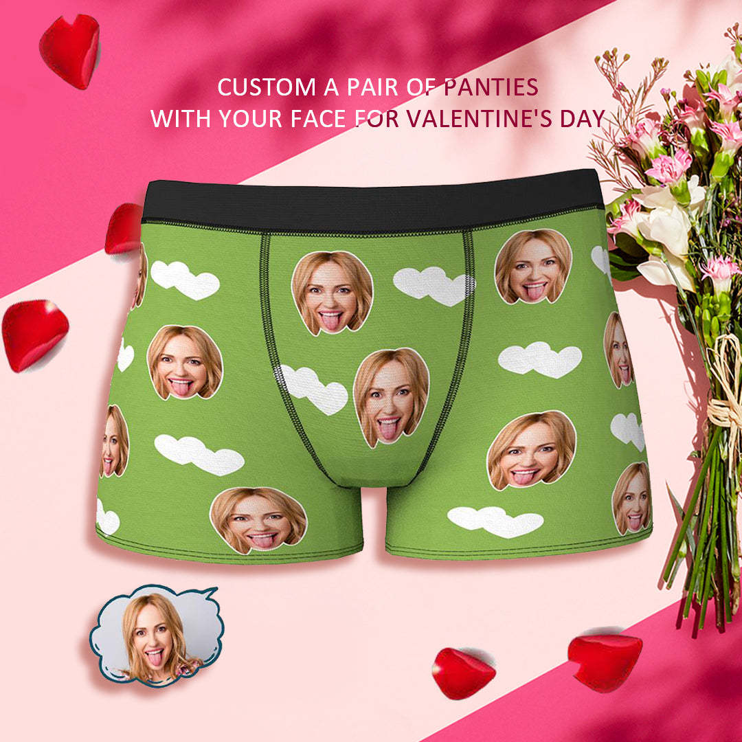 Custom Face Boxers Shorts Love Hearts Personalized Men's Boxer Briefs Valentine's Day Gift - MyFaceBoxer