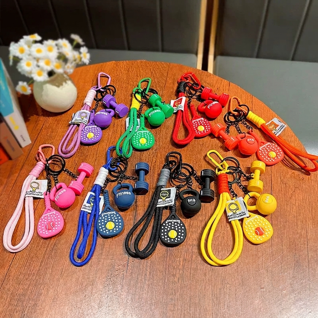 New trendy sports style fitness equipment series mini pendants accessories pendants finished bags hanging keychain gifts