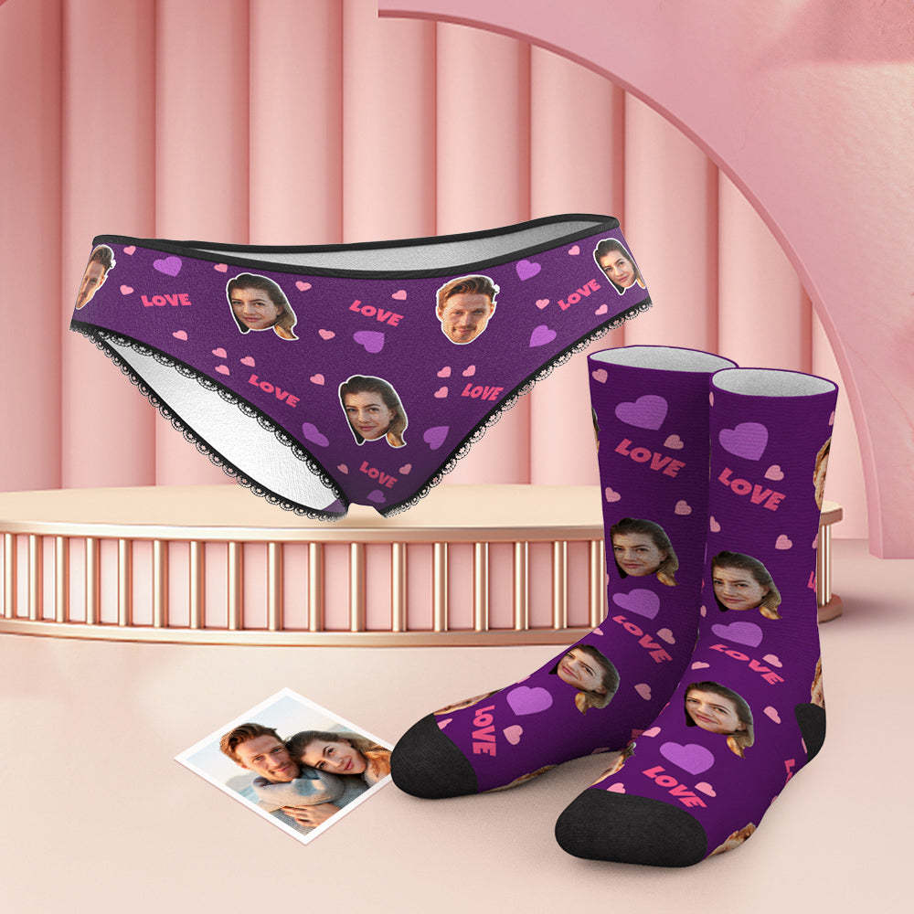 Custom Face Panties And Socks Set - Love - MyFaceBoxer