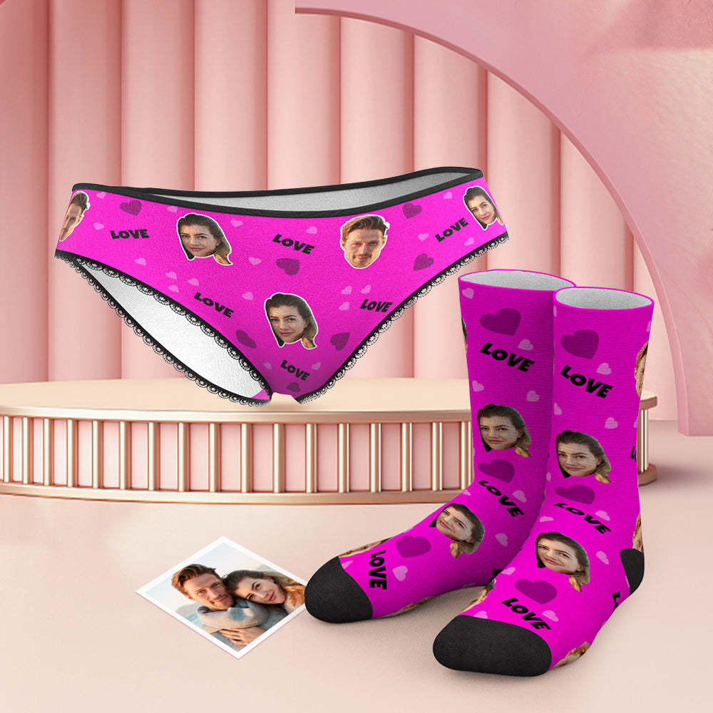 Custom Face Panties And Socks Set - Love - MyFaceBoxer