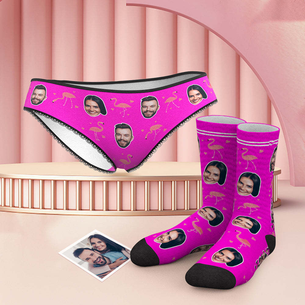 Custom Face Panties And Socks Set - Flamingo - MyFaceBoxer