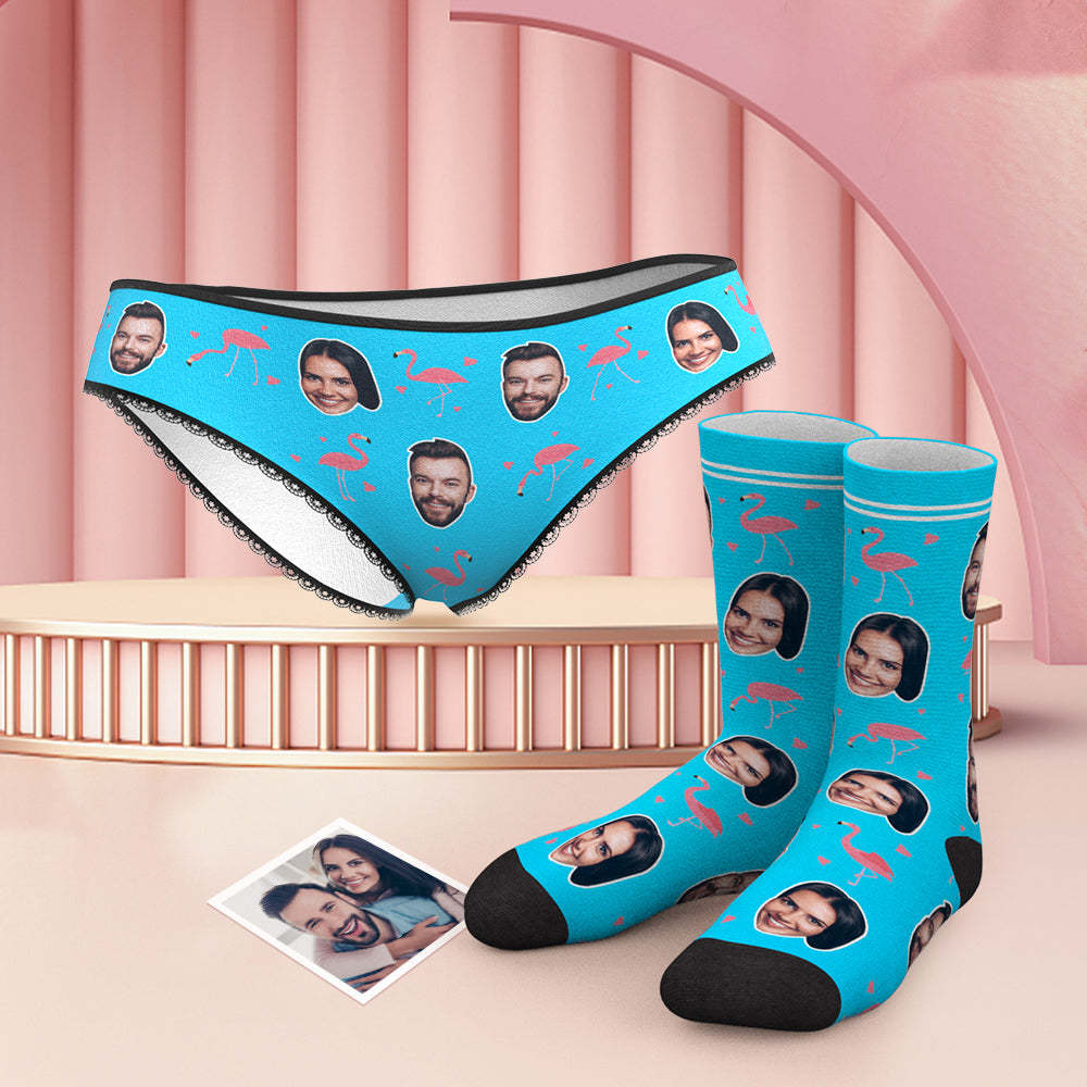 Custom Face Panties And Socks Set - Flamingo - MyFaceBoxer