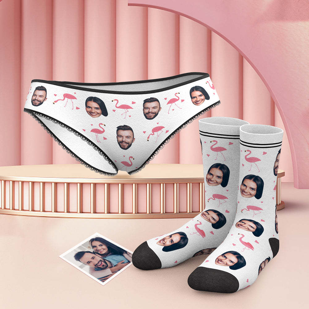 Custom Face Panties And Socks Set - Flamingo - MyFaceBoxer