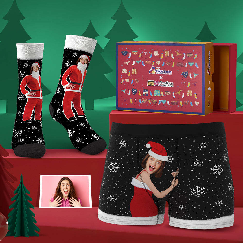 Custom Face Boxer Shorts And Socks Set For Lover Face On Body Co-Branding Set - MyFaceBoxer