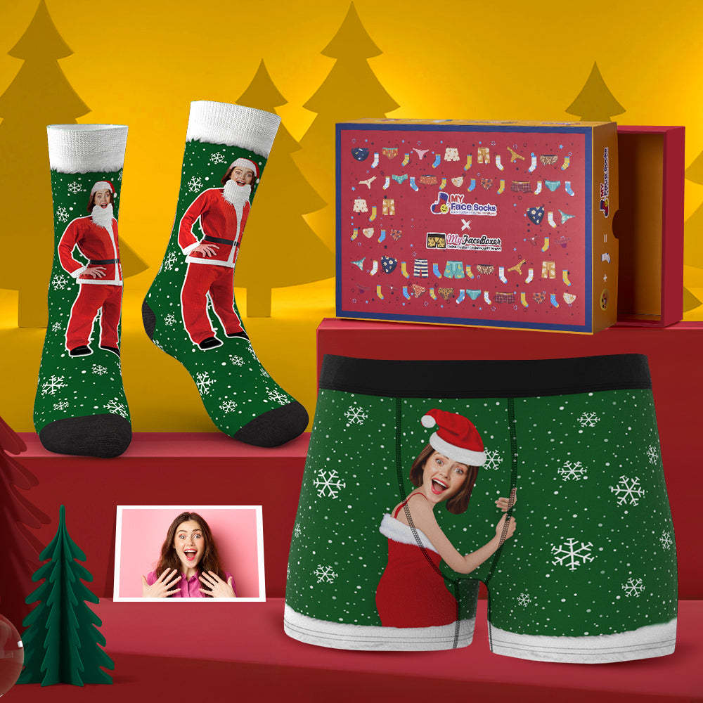 Custom Face Boxer Shorts And Socks Set For Lover Face On Body Co-Branding Set - MyFaceBoxer