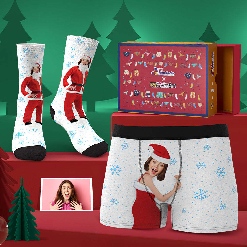 Custom Face Boxer Shorts And Socks Set For Lover Face On Body Co-Branding Set - MyFaceBoxer