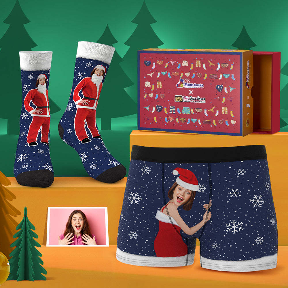 Custom Face Boxer Shorts And Socks Set For Lover Face On Body Co-Branding Set - MyFaceBoxer
