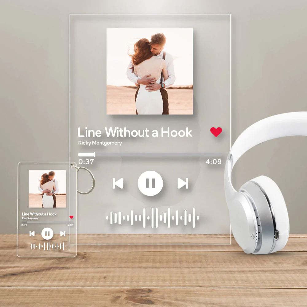 Custom Scannable Music Code Keychain With Favorite Song Best Gift For Lover - MyFaceBoxer