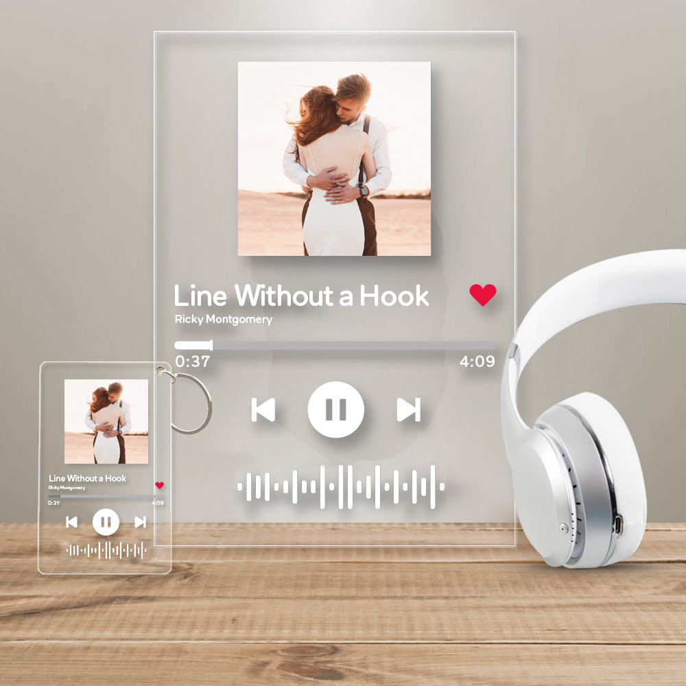 Custom music glass pane with favorite song with matching scannable code - MyFaceBoxer