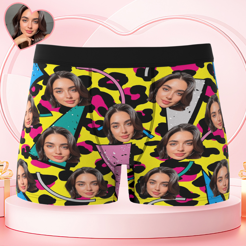 Valentine's Day Gift Custom Men's Face Boxer Personalized Boxer Briefs for Boyfriend/Husband(19 Backgrounds to Choose) - MyFaceBoxer