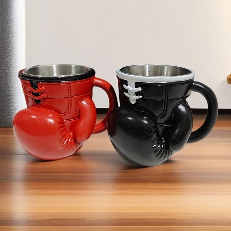 Boxing Glove Mug Stainless Steel Coffee Cup, Resin Sports Decor Gift