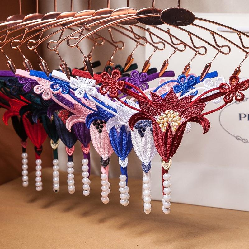 Pearl Thong Underwear - Low Rise Erotic Temptation Panty Flower Beading One Size Panties