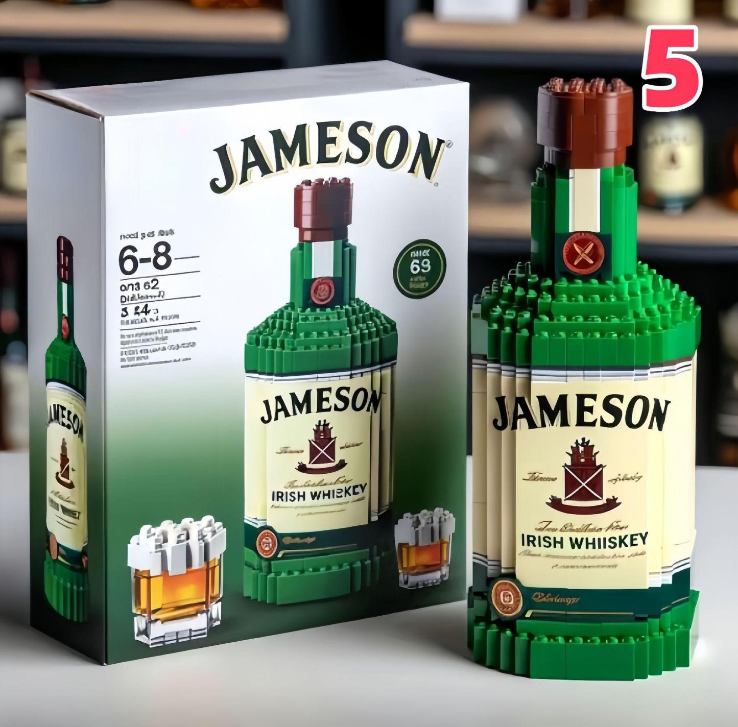 Whiskey Bottle Building Blocks Kit, Creative Liquor Bottle Model Bricks, MOC Architecture Display Toy, Unique Desktop Ornament & Gift for Men/Adults