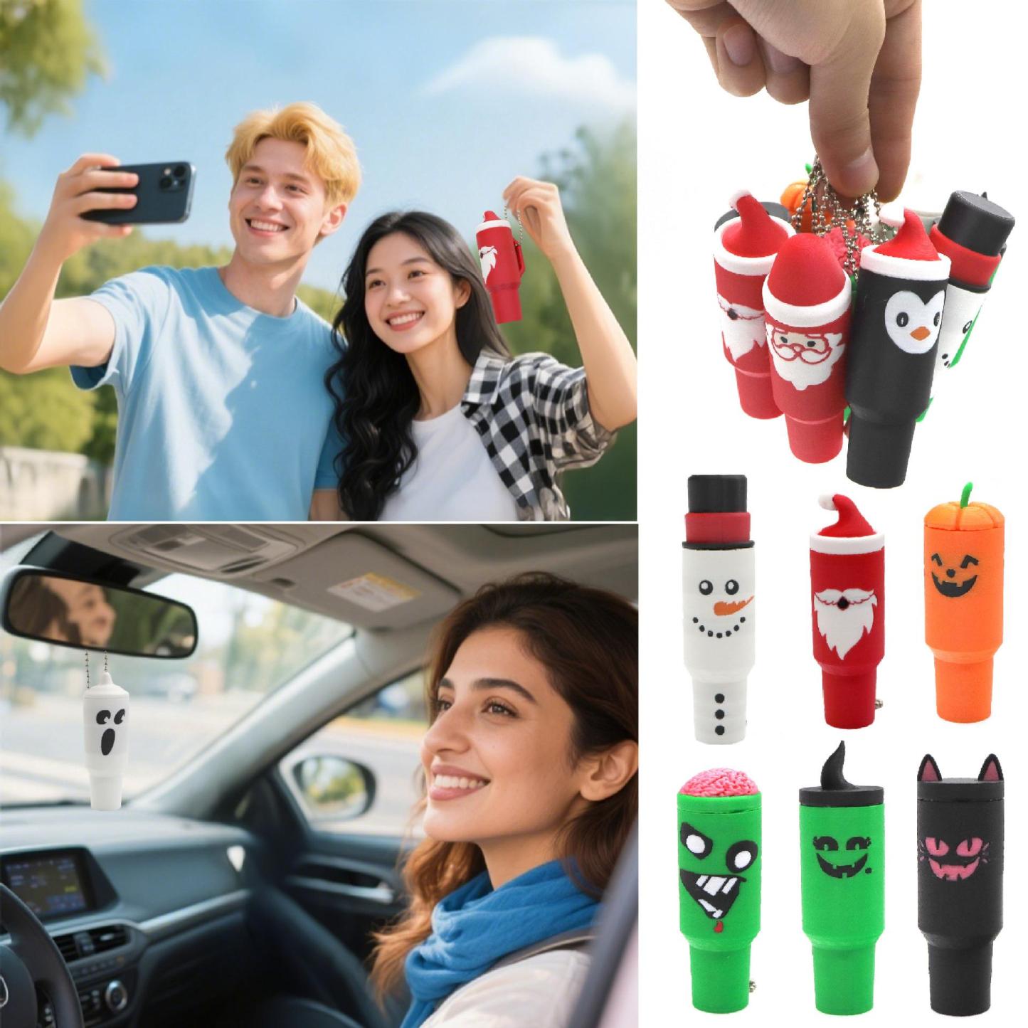 3D Printed Mini Tumbler Keychain Halloween Mini Cup Keychain Christmas Lip Balm Holder