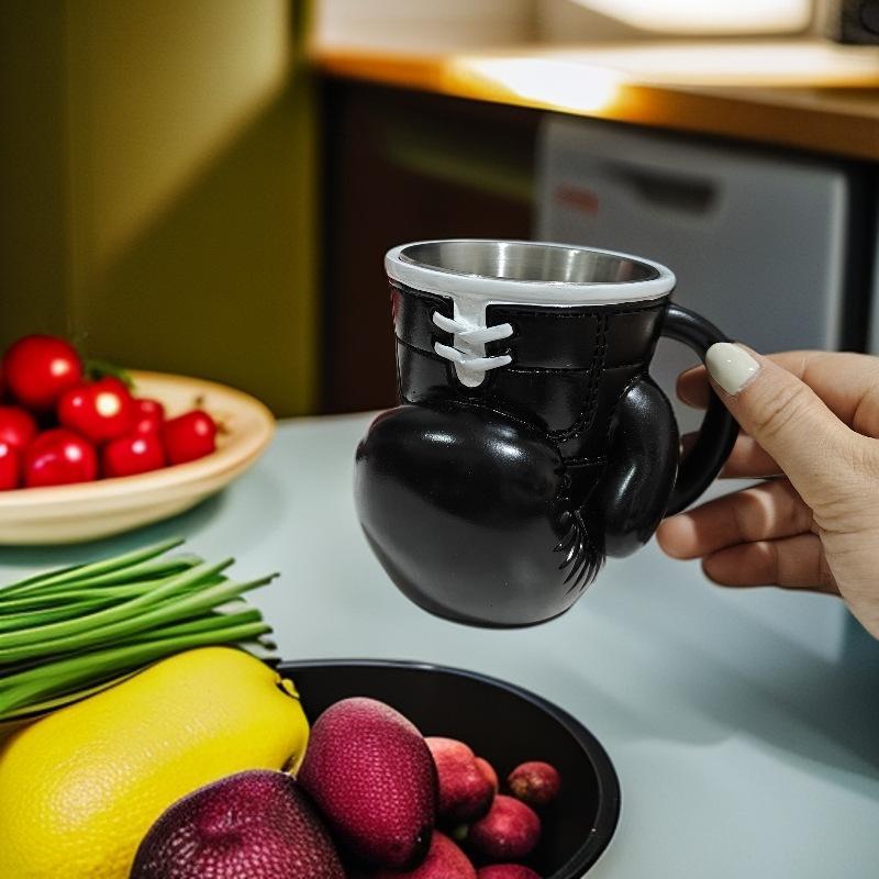 Boxing Glove Mug Stainless Steel Coffee Cup, Resin Sports Decor Gift