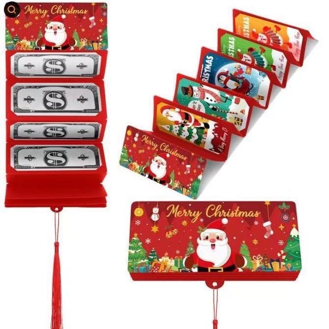 Santa Claus Dollar Bill 10-Slot 3D Money Envelope Box – Christmas Surprise Party Cash Holder