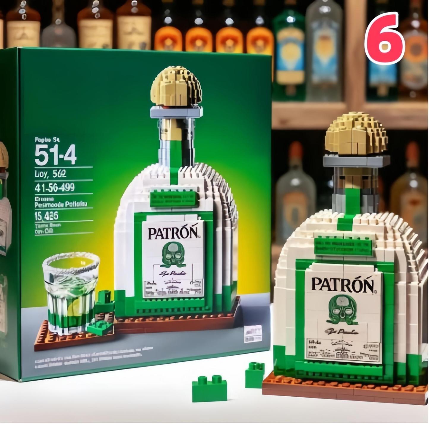 Whiskey Bottle Building Blocks Kit, Creative Liquor Bottle Model Bricks, MOC Architecture Display Toy, Unique Desktop Ornament & Gift for Men/Adults