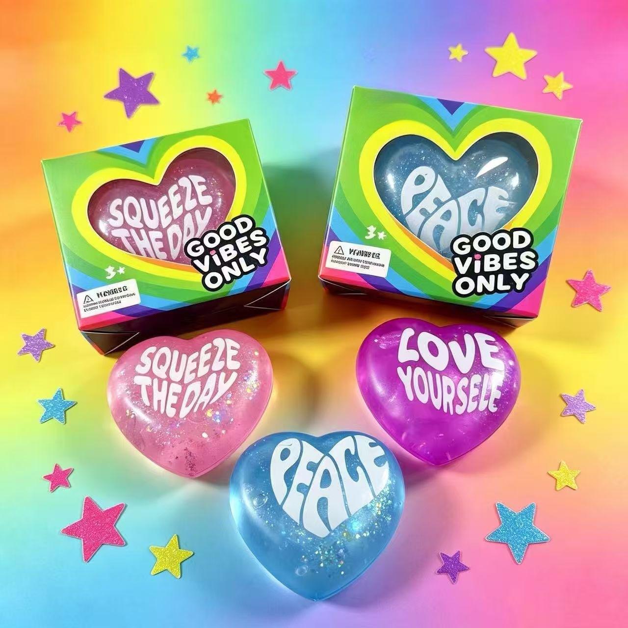 Maltose Glitter Powder Love Pinch to Decompress and Slow Rebound Toy to Vent and Decompress, Pinch and Pinch Sparkling Soft Little Love Heart